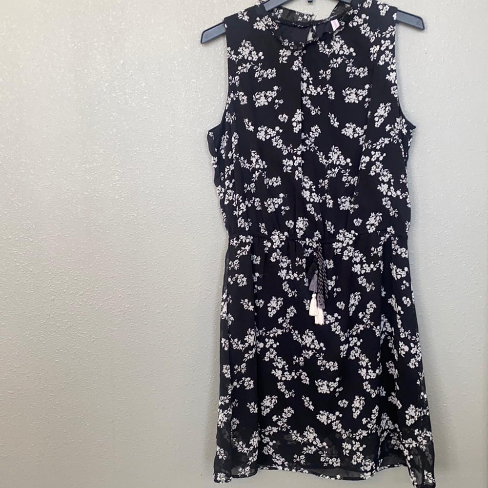 Sleeveless Black Floral Summer Dress Size Large
